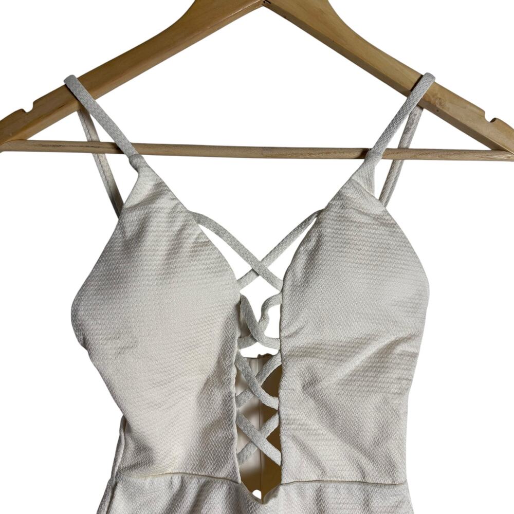 Dippin’ Daisy’s Bliss White Lattice Plunge One Piece Swimsuit Size XS - Picture 5 of 12